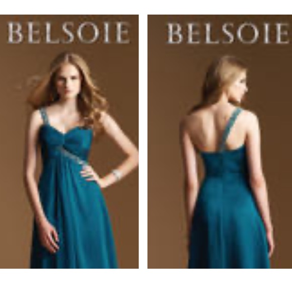 Teal knee length chiffon - Picture 9 of 13